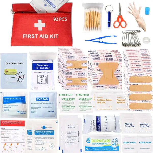 First Aid Kit - 92 Piece Mini Emergency Kits for Car, Basic Outdoor Essentials S