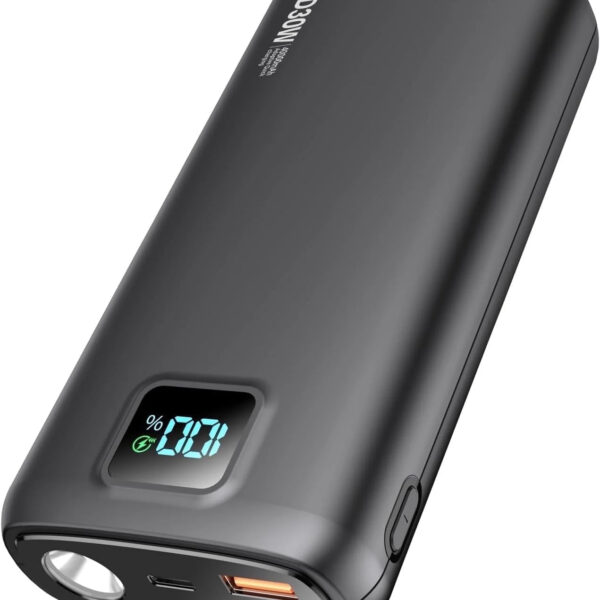 Portable Charger ,40000Mah Power Bank PD 30W Quick Charging, Flashlight for Camping or Emergency Use,Led Power Percentage Display(Carbon Black)