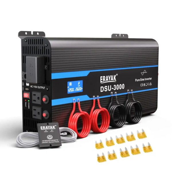 Erayak 3000W Pure Sine Wave Inverter 12V DC to 110V 120V AC - Solar, RV & Home